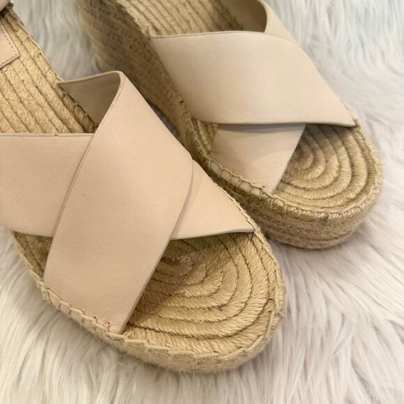 Tory Burch Selby Wedge Platform Espadrilles Leather Criss Cross Heels Sandals - Picture 5 of 13